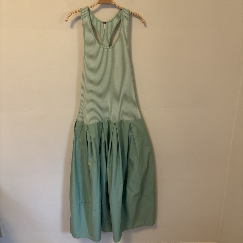Free People Drops of Venus Midi Dress Boho Preppy Green XL Pockets